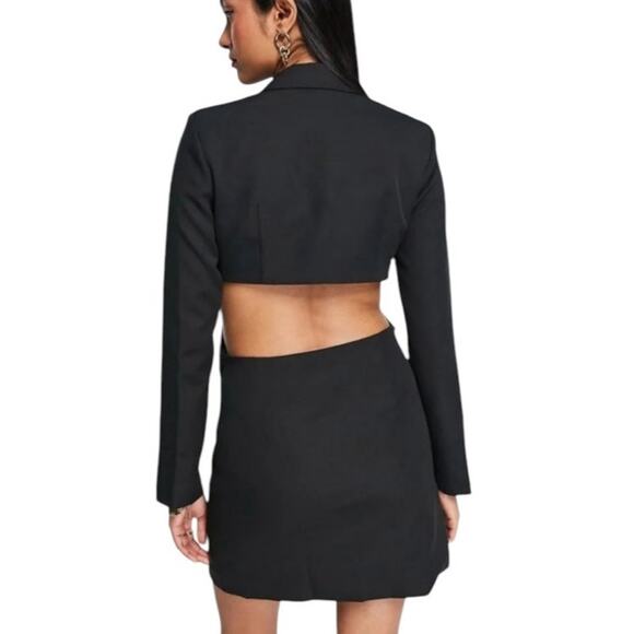 Extro & Vert Black Twist Front Blazer Skirt Dress Sz 12 - Picture 11 of 11